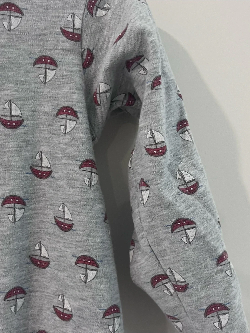 Magnolia Baby Footed Sleeper Gray With Sailboat Print 24m Snaps Pima Cotton